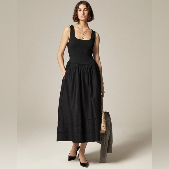 J. Crew Dresses & Skirts - J Crew women’s Drop waist mixy dress square neck black lined Size PM NWT